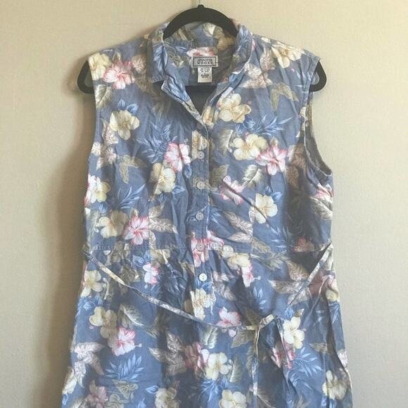 Jennifer Moore L tropical maxi dress cotton 1980s summer - Picture 2 of 7